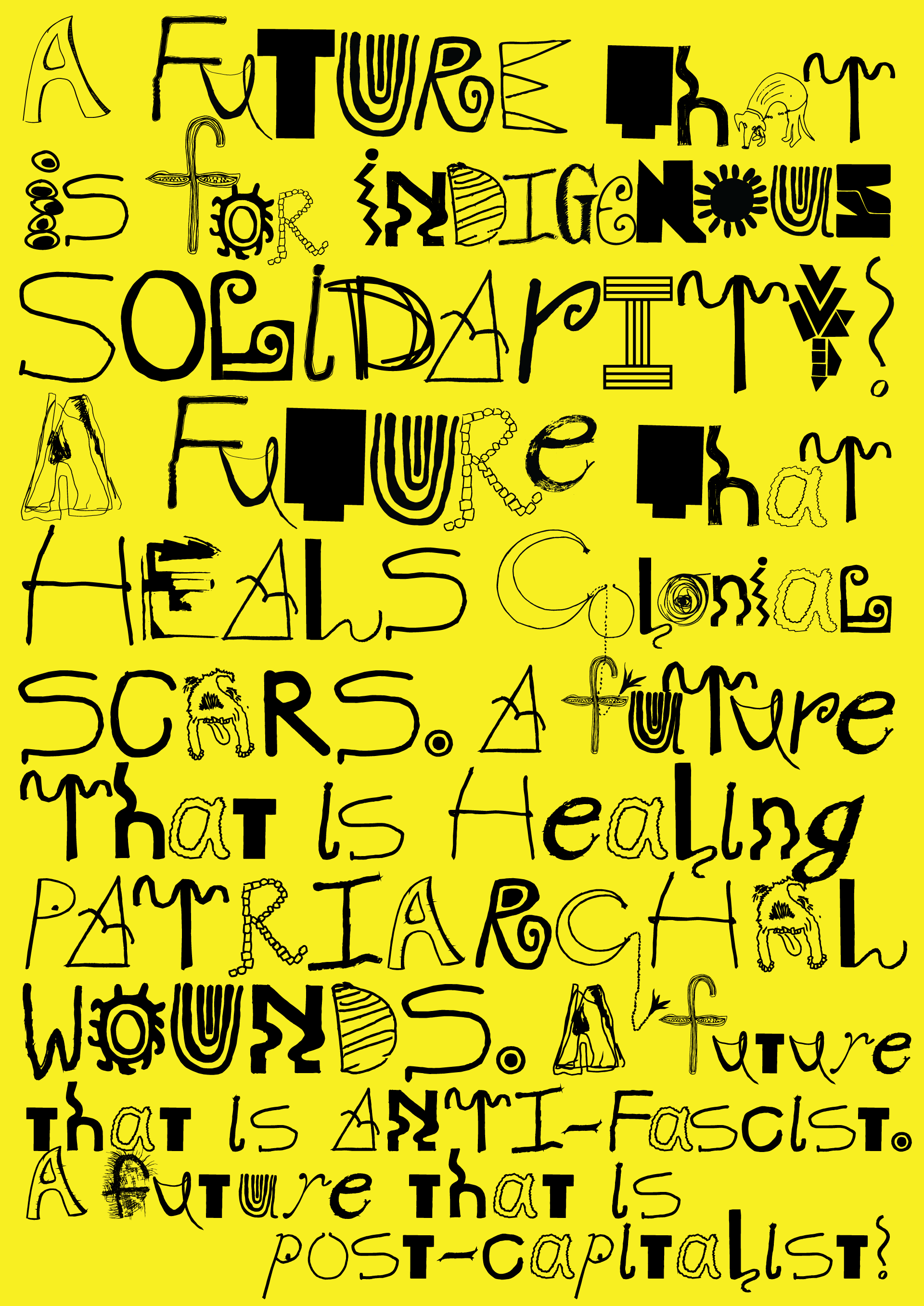 yellow poster manifesto featuring ideas and statements